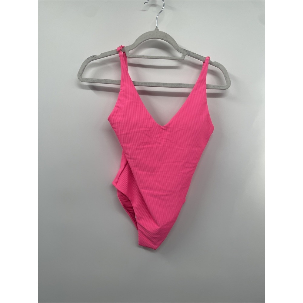 Beach Riot Reese Swimsuit Womens XS Pink Stretch Ribbed One-Piece Beach NWT